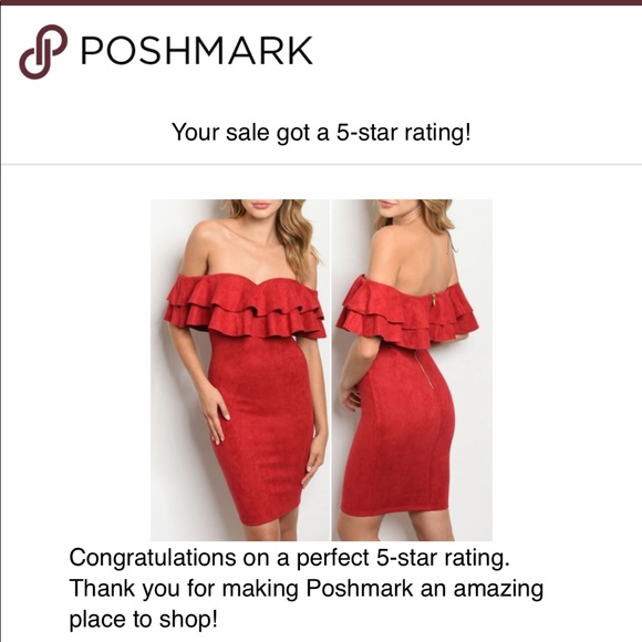 #58 RED FAUX SUEDE OFF SHOULDER DRESS - Picture 9 of 9